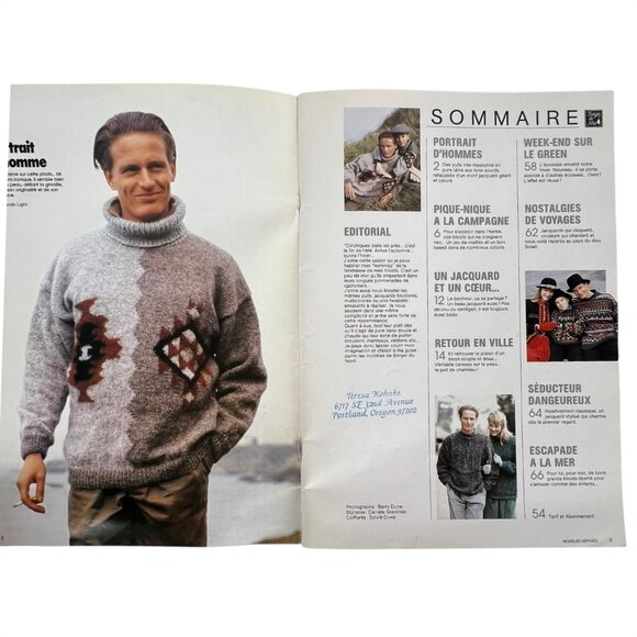 3 Modeles French Knitting Patterns Magazines Booklet Sweaters Women Men English - Picture 7 of 12